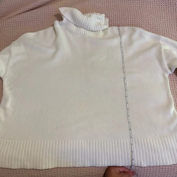 GAP Cream Turtleneck Sweater Women’s Size XL Ribbed Knit Drop Shoulder Cozy - Picture 9 of 11